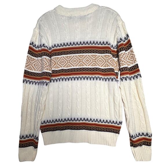 Vtg JCPenney's Men's Cream Rust Knit Fair Isle Nordic Ski Sweater Size M 70’s EC - Picture 3 of 15